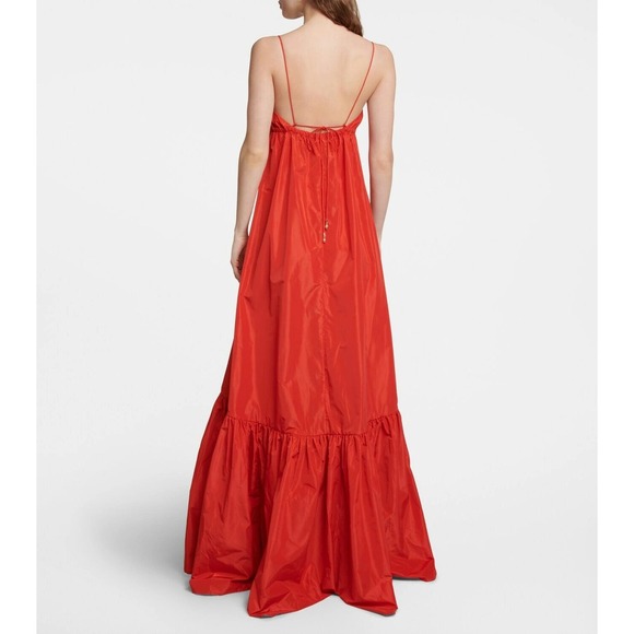 Staud Florence Gown Red Maxi Dress Spaghetti Strap Sleeveless A-Line Sz L - Picture 5 of 16